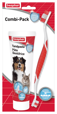 combi-pack Beaphar avec brosse à dents et pâte dentifrice