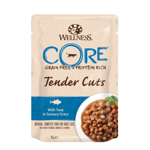 Leverancier-fournisseur-wellness-core-grain-free-tender-cuts-tonijn-thon-85g-voor-kat-pour-chats