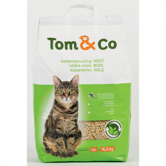 Tom&Co-kattenbakvulling-hout-30l